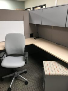 Office Cubicle walls and decor with matching Office Chair and Desks