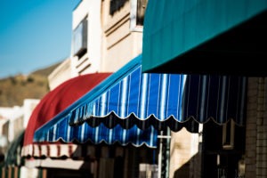 commercial awning outside of businesses