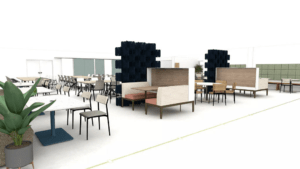 Cafe interior design for commercial meeting areas