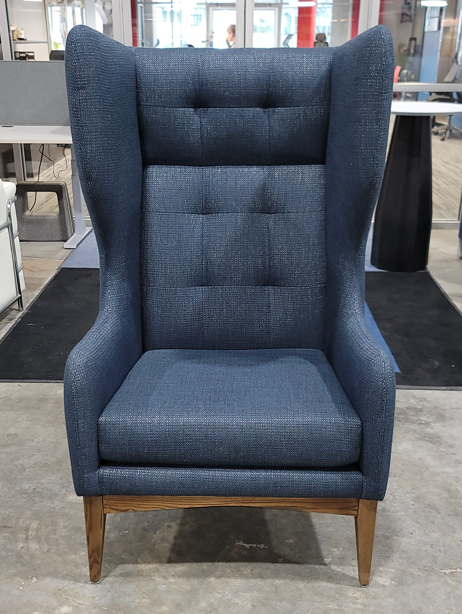 West Elm James Harrison XL Wing Chair - Blue - Pre-Owned