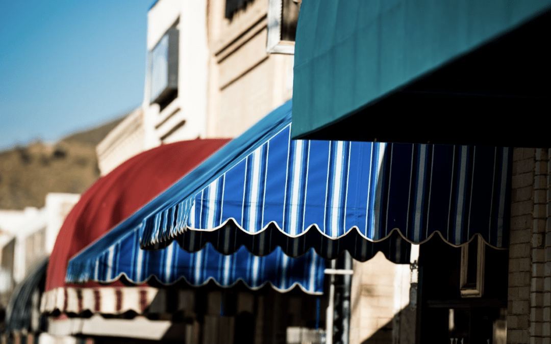 retail business awnings on the exterior of businesses