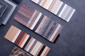 Selection of hardwood and tile flooring samples
