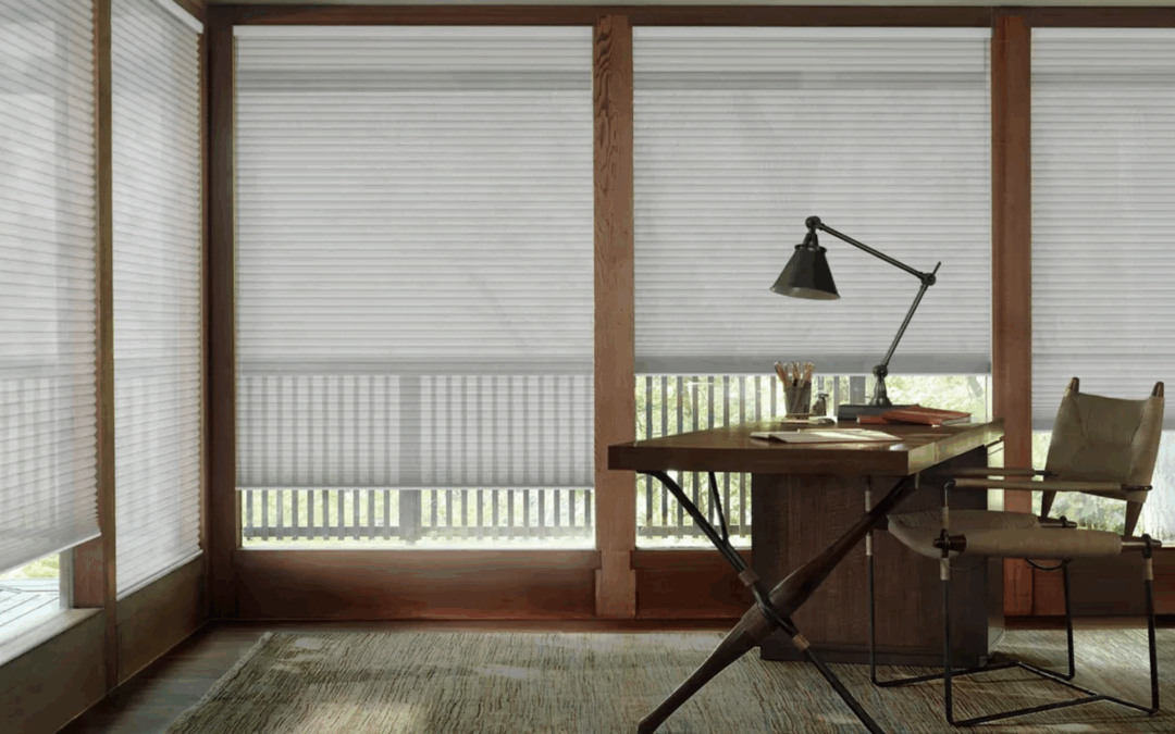 office with window treatments to block out excessive light