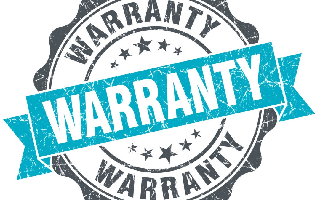 warranty sticker in gray and blue to represent flooring warranty