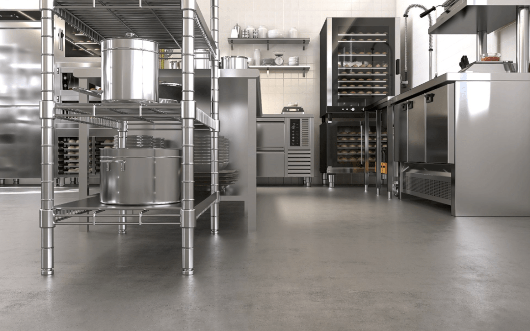 photo of commercial kitchen with new flooring
